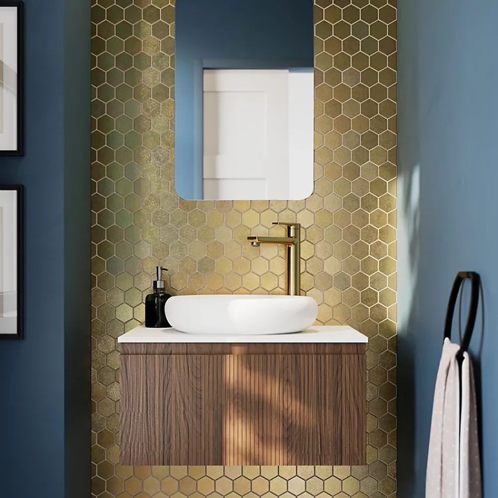 GoodHome Mosaïque Pour Douche|Mosaïque Pour Wc<Mosaïque laiton doré 30x30cm Albena