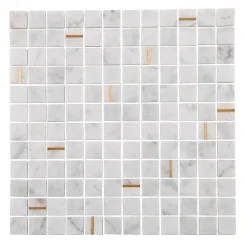 Mat Inter Mosaïque marbre gold blanc 29,7 x 29,70 cm- Mosaïque Pour Pièce À Vivre|Mosaïque Pour Wc