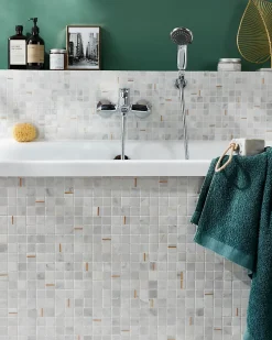 Mat Inter Mosaïque marbre gold blanc 29,7 x 29,70 cm- Mosaïque Pour Pièce À Vivre|Mosaïque Pour Wc