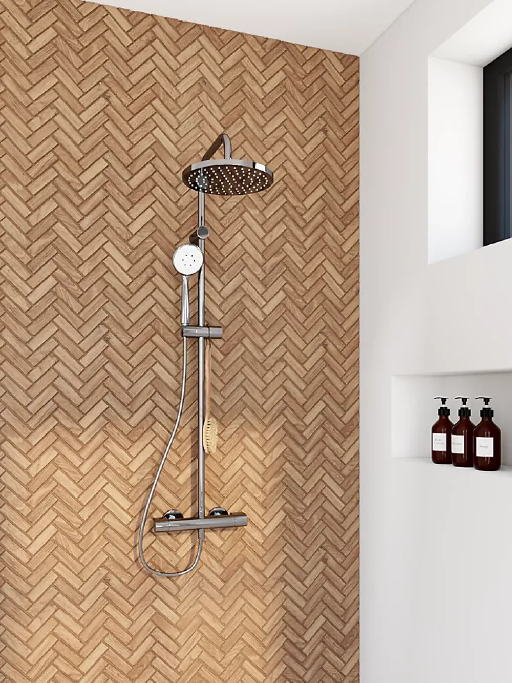 GoodHome Mosaïque miel 30x30cm Rusticwood- Mosaïque Pour Douche|Mosaïque Pour Salle De Bains