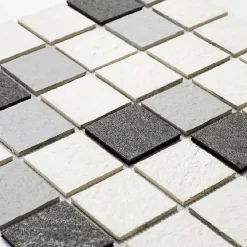 U-tile Mosaïque mixte résine & pierre 30 x 30 cm - carreau 5 x 5 cm mixte pierre et résine blanche- Mosaïque Pour Salle De Bains|Mosaïque Pour Douche