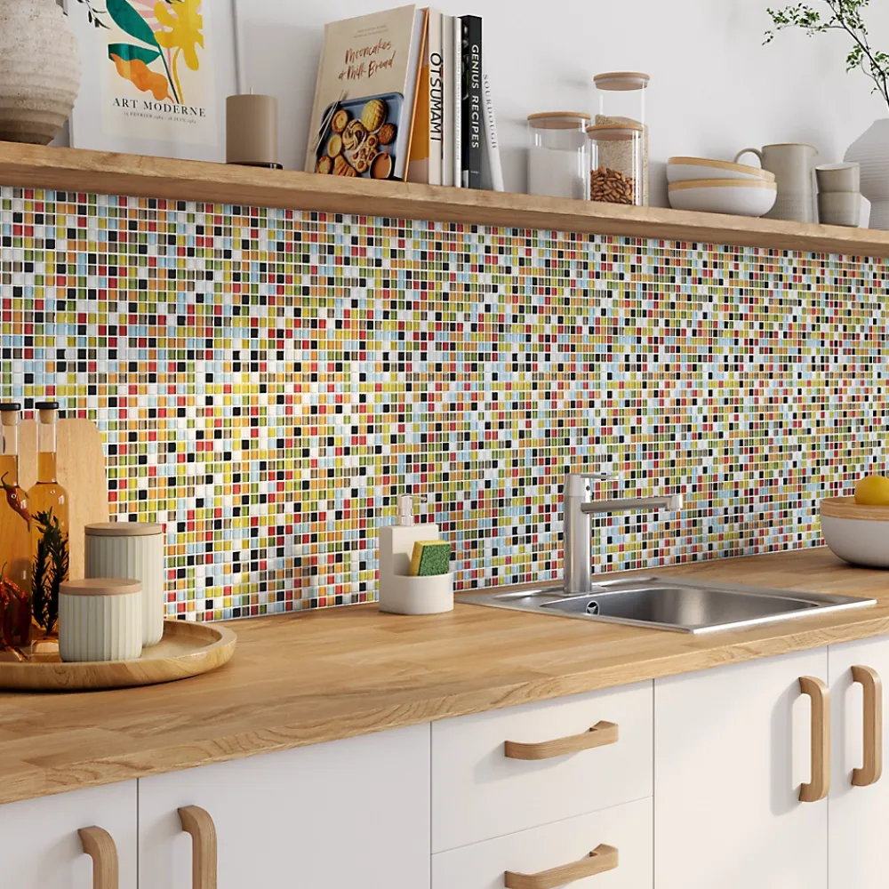 GoodHome Mosaïque multicolore 30x30cm- Mosaïque Pour Douche|Mosaïque Pour Wc