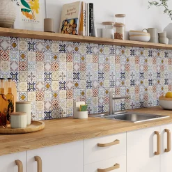 Mat Inter Mosaïque multi-couleur 7,2 x 7,2 cm Bada travertin pierre naturelle- Mosaïque Pour Douche|Mosaïque Pour Wc