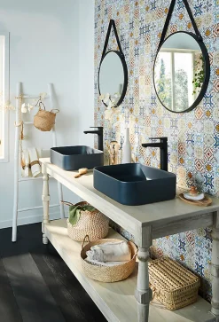 Mat Inter Mosaïque multi-couleur 7,2 x 7,2 cm Bada travertin pierre naturelle- Mosaïque Pour Douche|Mosaïque Pour Wc