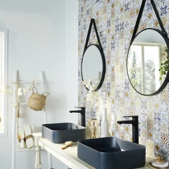 Mat Inter Mosaïque multi-couleur 7,2 x 7,2 cm Bada travertin pierre naturelle- Mosaïque Pour Douche|Mosaïque Pour Wc