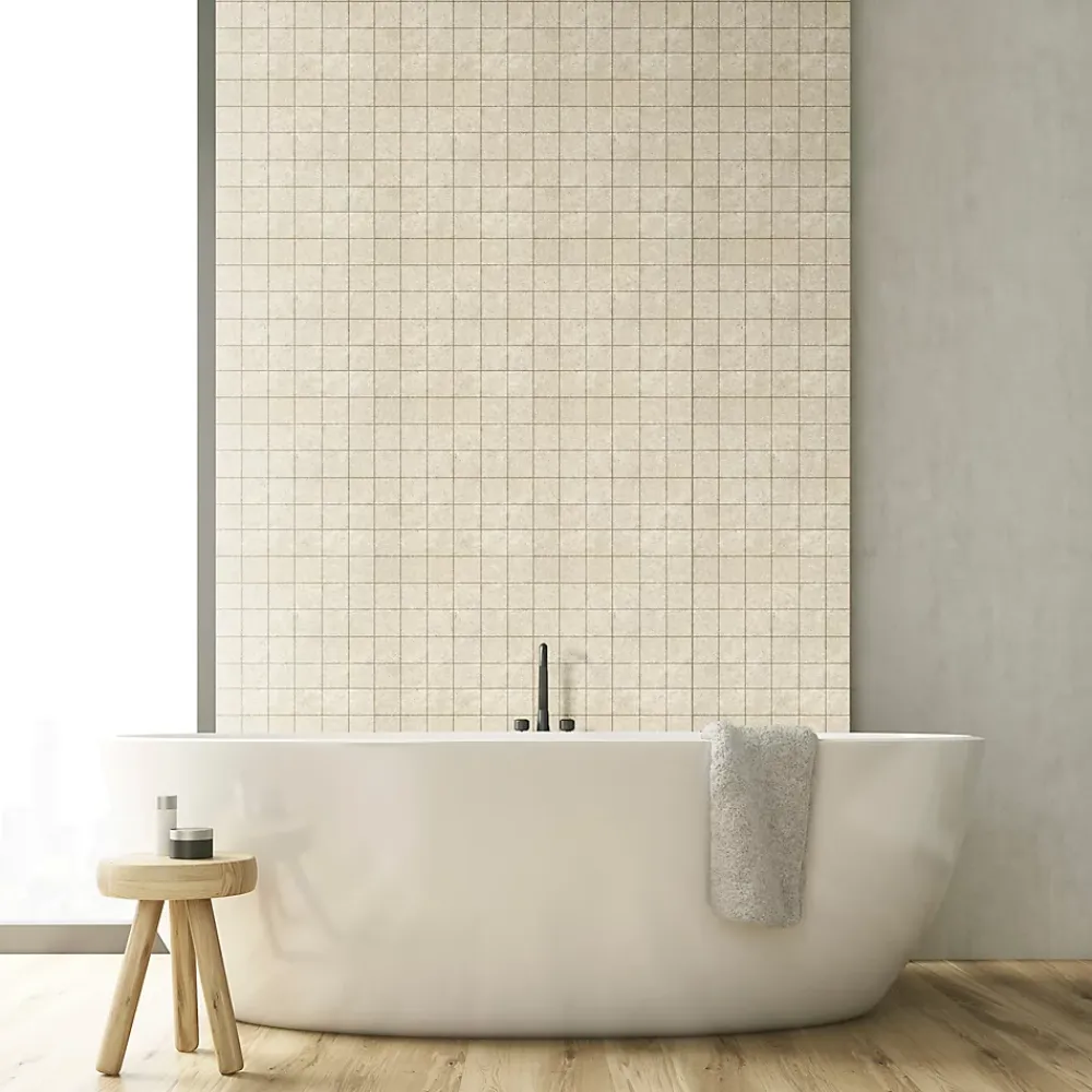 Mosaïque Pour Wc|Mosaïque Pour Pièce À Vivre<Mosaïque murale en grès cérame émaillé effet pierre beige mat L.30 x l.30 cm x ép.7,4 mm, Traverno