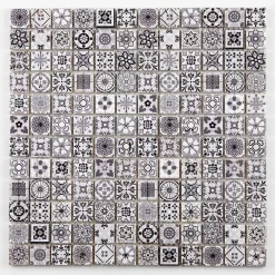 Mat Inter Mosaïque noir et blanc 2,2 x 2,2 cm Bada travertin- Mosaïque Pour Salle De Bains|Mosaïque Pour Douche