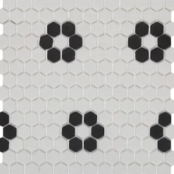 GoodHome Mosaïque Pour Douche|Mosaïque Pour Wc<Mosaïque noir et blanc 30x30cm Glina