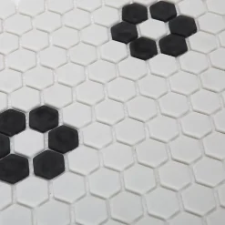 GoodHome Mosaïque Pour Douche|Mosaïque Pour Wc<Mosaïque noir et blanc 30x30cm Glina