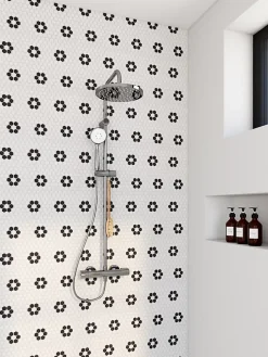GoodHome Mosaïque Pour Douche|Mosaïque Pour Wc<Mosaïque noir et blanc 30x30cm Glina