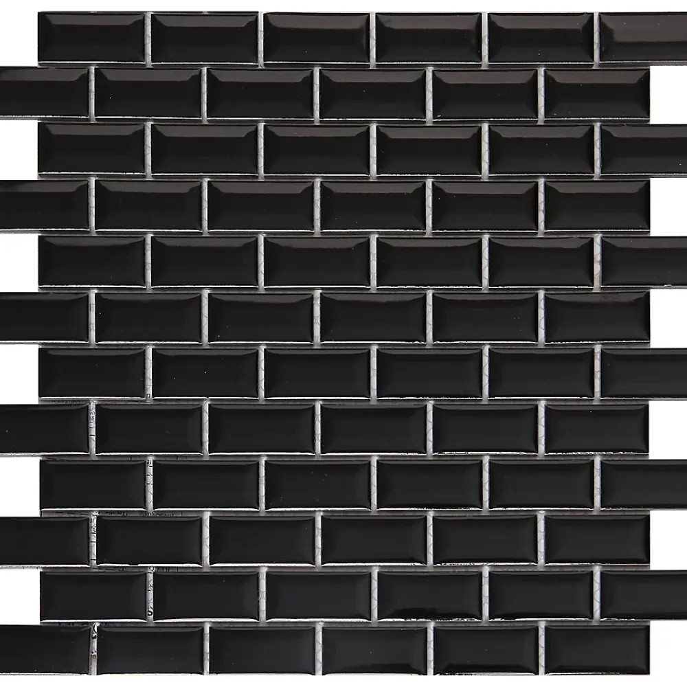 GoodHome Mosaïque noir 30x30cm Trentie- Mosaïque Pour Douche|Mosaïque Pour Salle De Bains