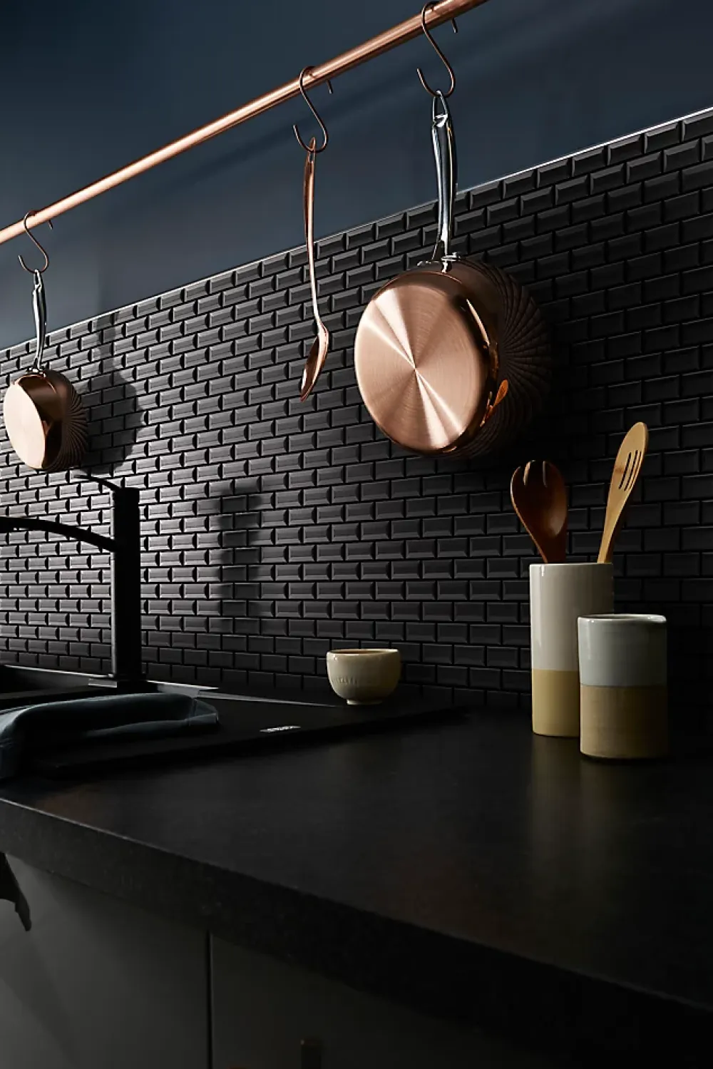 GoodHome Mosaïque noir 30x30cm Trentie- Mosaïque Pour Douche|Mosaïque Pour Salle De Bains