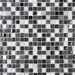Decoon Mosaïque Pierre / Verre - 1.5 x 1.5 cm- Mosaïque Pour Salle De Bains