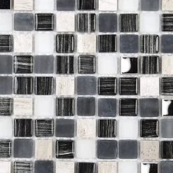 Decoon Mosaïque Pierre / Verre - 1.5 x 1.5 cm- Mosaïque Pour Salle De Bains