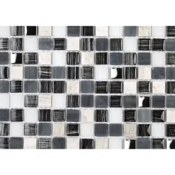 Decoon Mosaïque Pierre / Verre - 1.5 x 1.5 cm- Mosaïque Pour Salle De Bains
