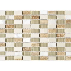 Decoon Mosaïque Pour Salle De Bains|Mosaïque<Mosaïque Pierre / Verre - Beige - 1.5 x 3 cm
