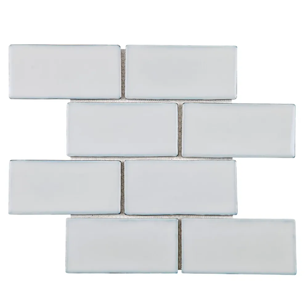 Mosaïque porcelaine Zellige blanc bleuté L. 29,5 x l. 29,8 cm Mat Inter- Mosaïque