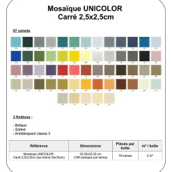 Gioia Materia Mosaïque pâte de verre UNICOLOR CARRÉ 2.3x2.3cm couleur : 240 Brillant / Poli boite de 2 m2- Carrelage Sol Pour Wc