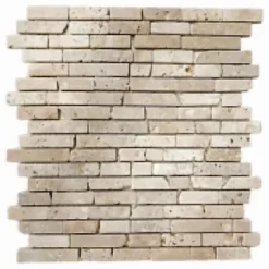 Albedo Pierre Travertin<Mosaïque que en Travertin Blanc Ivoire Vieilli - Antico Stripes (épaisseur 0,8 mm)