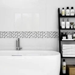 GoodHome Mosaïque Pour Douche|Mosaïque Pour Wc<Mosaïque Shannon noir et blanc 6,5 x 30 cm