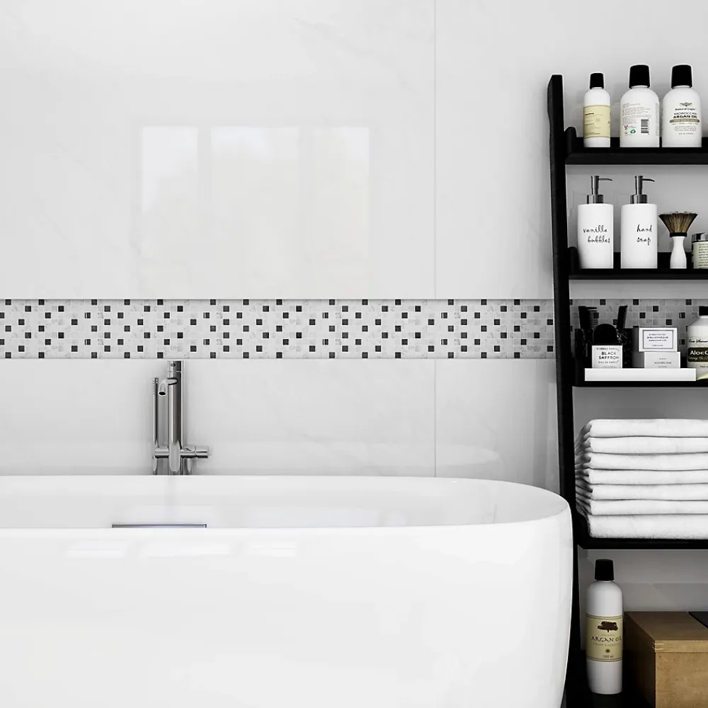 GoodHome Mosaïque Pour Douche|Mosaïque Pour Wc<Mosaïque Shannon noir et blanc 6,5 x 30 cm