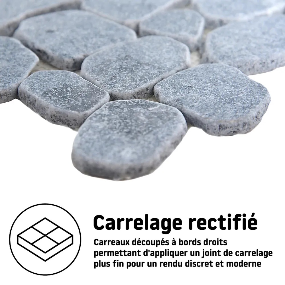 Mosaïque Pour Douche|Mosaïque Pour Salle De Bains<Mosaïque sol et mur en pierre gris clair L.30,5 x l.30,5 cm x ép.8 mm, Malaca
