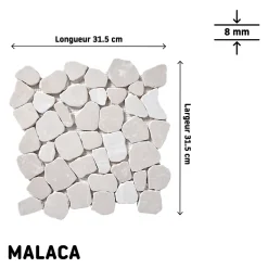 Mosaïque sol et mur en pierre beige L.31 x l.31,5 cm x ép.8 mm, Malaca- Mosaïque Pour Douche|Mosaïque Pour Wc