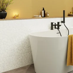 Mosaïque Pour Wc|Mosaïque Pour Pièce À Vivre<Mosaïque sol et mur en pierre ivoire forme galets L.31,5 x l.31,5 cm x ép.8 mm, Malaca