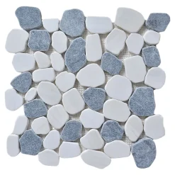 Mosaïque Pour Douche|Mosaïque Pour Wc<Mosaïque sol et mur en pierre galets blancs et gris L.31 x l.31,5 cm x ép.8 mm, Malaca