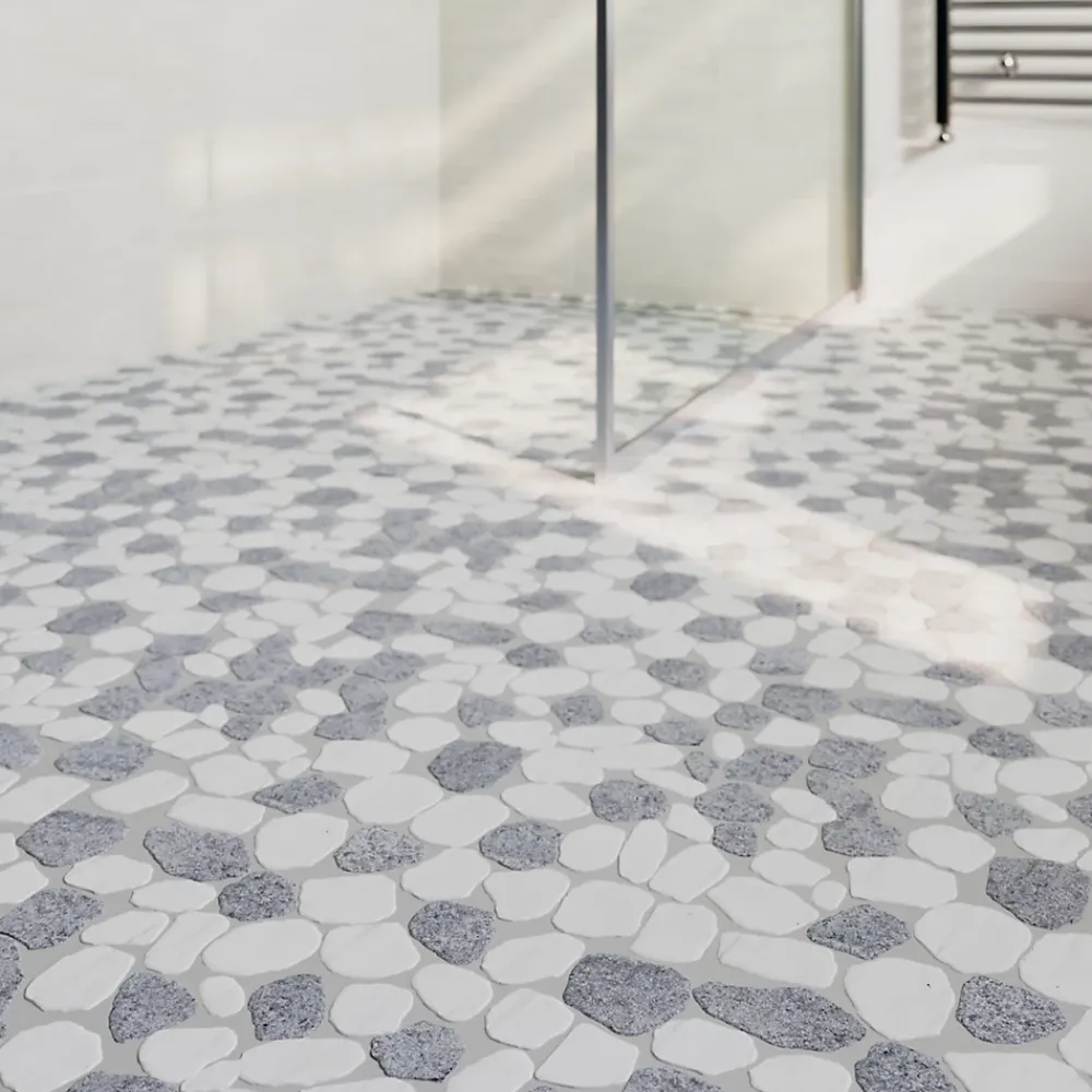 Mosaïque Pour Douche|Mosaïque Pour Wc<Mosaïque sol et mur en pierre galets blancs et gris L.31 x l.31,5 cm x ép.8 mm, Malaca