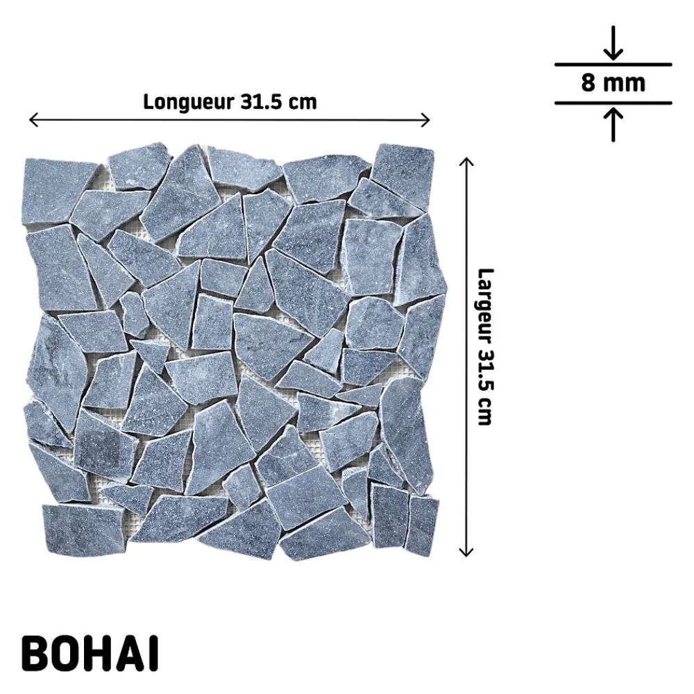 Mosaïque Pour Douche|Mosaïque Pour Wc<Mosaïque sol et mur en pierre anthracite L.31,5 x l.31,5 cm x ép.8 mm, Bohai