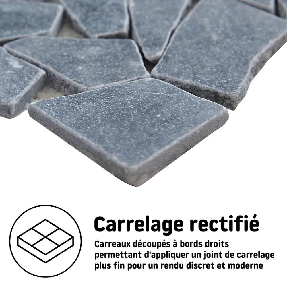 Mosaïque Pour Douche|Mosaïque Pour Wc<Mosaïque sol et mur en pierre anthracite L.31,5 x l.31,5 cm x ép.8 mm, Bohai