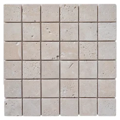 Mosaïque sol et mur en travertin grands carrés L.31,5 x l.31,5 cm x ép.8 mm, Travertino- Travertin|Mosaïque Pour Douche