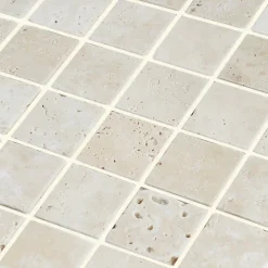Mosaïque sol et mur en travertin grands carrés L.31,5 x l.31,5 cm x ép.8 mm, Travertino- Travertin|Mosaïque Pour Douche