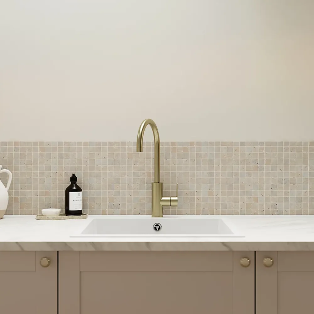Travertin|Mosaïque Pour Douche<Mosaïque sol et mur en travertin petits carrés L.30,5 x l.30,5 cm x ép.8 mm, Travertino