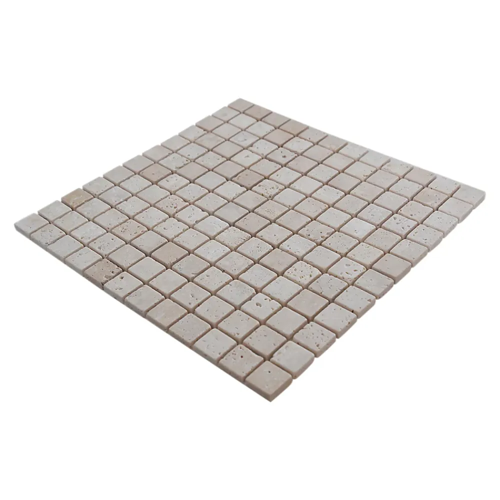 Travertin|Mosaïque Pour Douche<Mosaïque sol et mur en travertin petits carrés L.30,5 x l.30,5 cm x ép.8 mm, Travertino