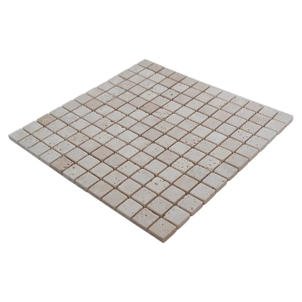 Travertin|Mosaïque Pour Douche<Mosaïque sol et mur en travertin petits carrés L.30,5 x l.30,5 cm x ép.8 mm, Travertino