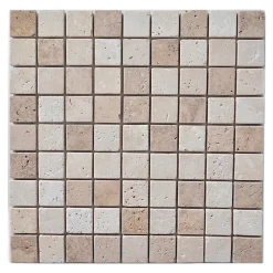 Mosaïque sol et mur en travertin L.31 x l.30,5 cm x ép.8 mm, Travertino- Travertin|Mosaïque Pour Douche