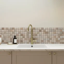 Mosaïque sol et mur en travertin L.31 x l.30,5 cm x ép.8 mm, Travertino- Travertin|Mosaïque Pour Douche