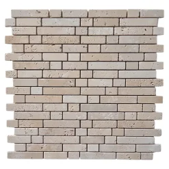 Mosaïque Pour Douche|Mosaïque Pour Wc<Mosaïque sol et mur en travertin motif petites briquettes L.31 x l.30,5 cm x ép.8 mm, Travertino