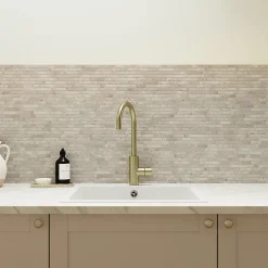Mosaïque Pour Douche|Mosaïque Pour Wc<Mosaïque sol et mur en travertin motif petites briquettes L.31 x l.30,5 cm x ép.8 mm, Travertino