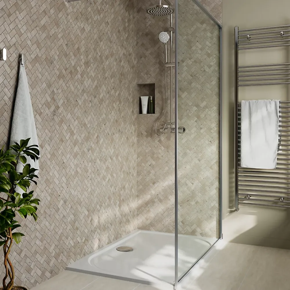 Travertin|Mosaïque Pour Douche<Mosaïque sol et mur en travertin motif chevron L.31 x l.30,5 cm x ép.8 mm, Travertino