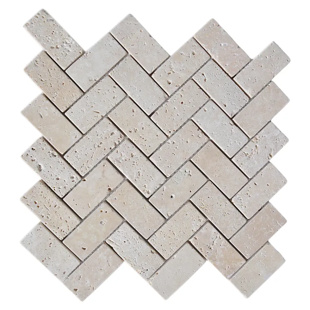Travertin|Mosaïque Pour Douche<Mosaïque sol et mur en travertin motif chevron L.31 x l.30,5 cm x ép.8 mm, Travertino