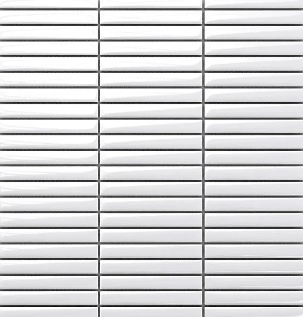 Ilcom Mosaïque sur résille pour salle de bain et cuisine en céramique 28.2 cm x 29 cm - White bamboo- Mosaïque Pour Douche|Mosaïque Pour Pièce À Vivre