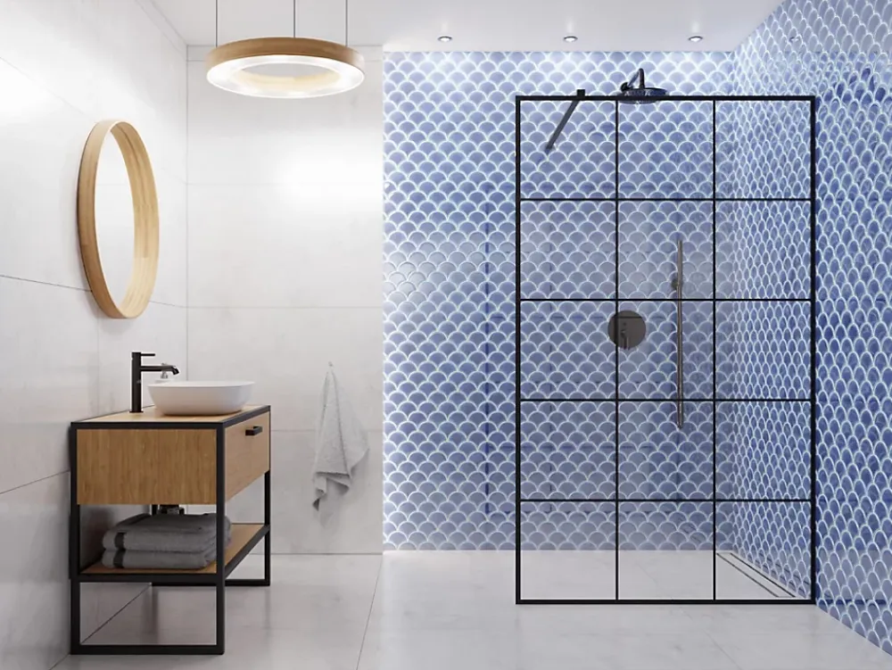 Ilcom Mosaïque sur résille pour salle de bain et cuisine en céramique 28.5 cm x 29.0 cm - Blue sky- Mosaïque Pour Douche|Mosaïque Pour Pièce À Vivre