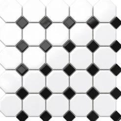 Ilcom Mosaïque sur résille pour salle de bain et cuisine en céramique 29.3 cm x 29.3 cm - Octagon castle- Mosaïque Pour Wc|Mosaïque