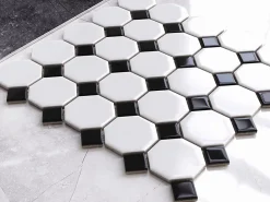 Ilcom Mosaïque sur résille pour salle de bain et cuisine en céramique 29.3 cm x 29.3 cm - Octagon castle- Mosaïque Pour Wc|Mosaïque