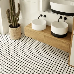 Ilcom Mosaïque sur résille pour salle de bain et cuisine en céramique 29.3 cm x 29.3 cm - Octagon castle- Mosaïque Pour Wc|Mosaïque