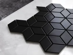 Ilcom Mosaïque Pour Wc|Mosaïque<Mosaïque sur résille pour salle de bain et cuisine en céramique 26.5 cm x 30.5 cm - Black geometric cubes