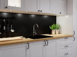 Ilcom Mosaïque Pour Wc|Mosaïque<Mosaïque sur résille pour salle de bain et cuisine en céramique 26.5 cm x 30.5 cm - Black geometric cubes